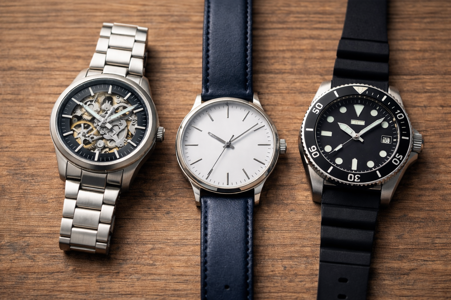 Wristwatch size comparison showing different case sizes for comfortable everyday wear.
