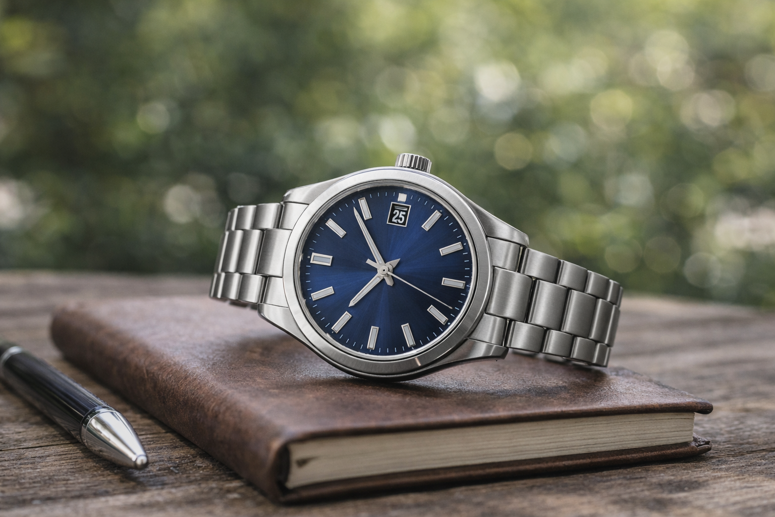 Slim formal watch with minimalist dial, worn under a suit cuff, demonstrating its elegance and simplicity