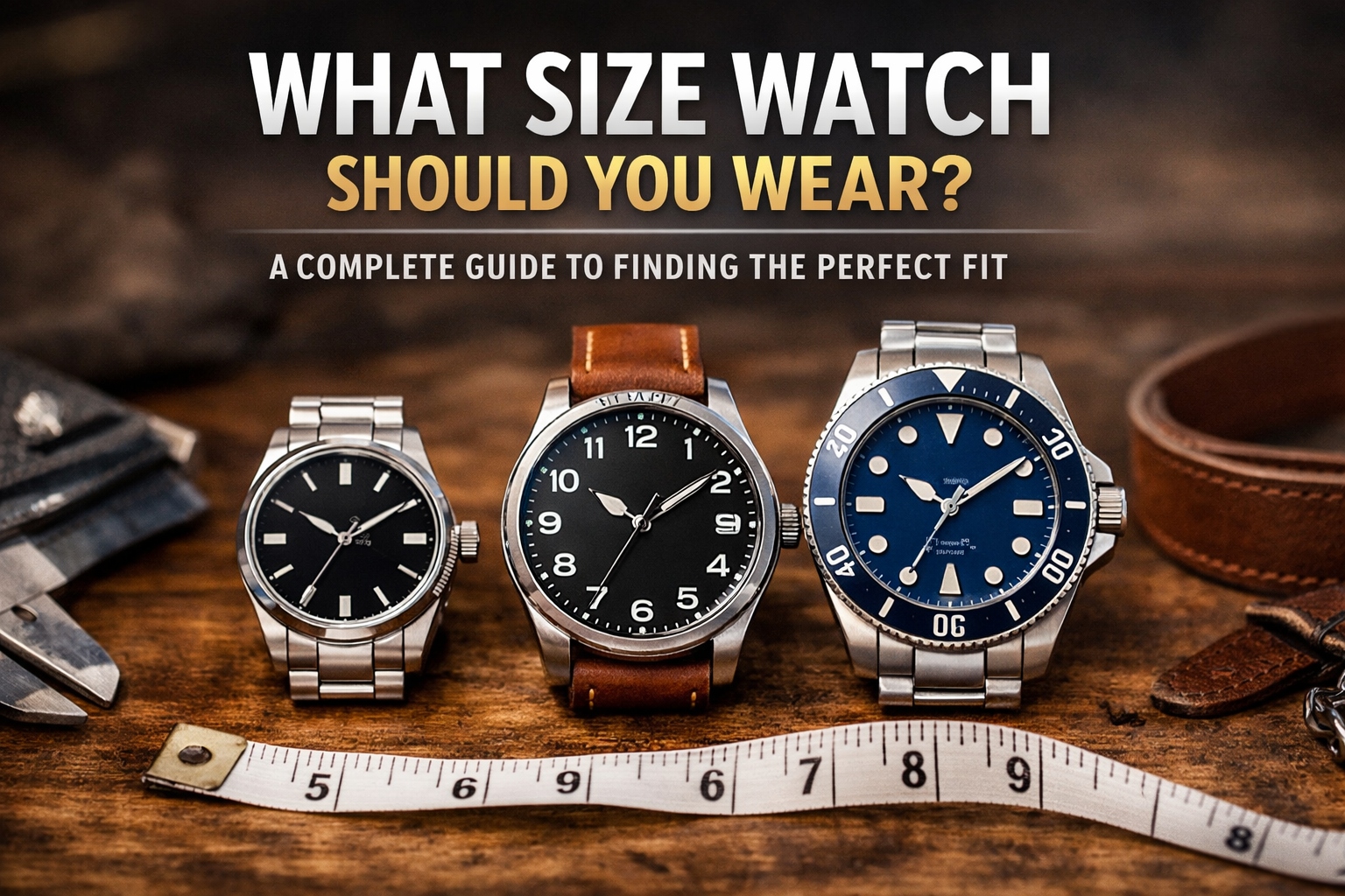 Comparison of watch sizes on male and female wrists illustrating how to choose the right watch diameter.