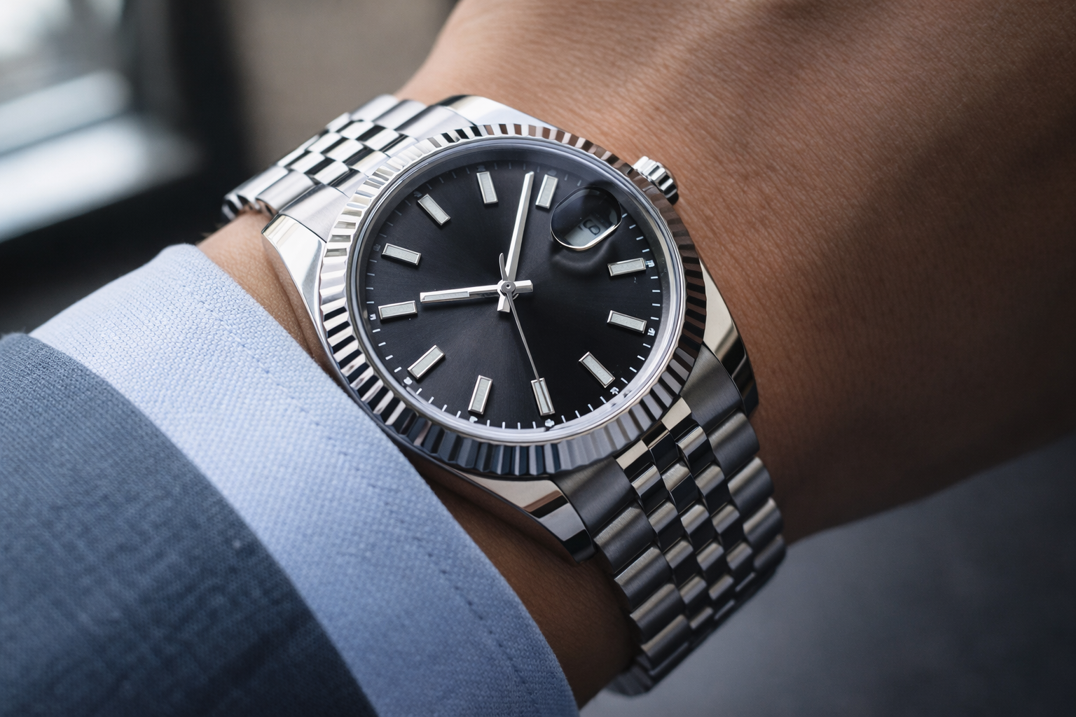 Luxury-style stainless steel watch shown in natural light to highlight what makes a watch look premium in real life