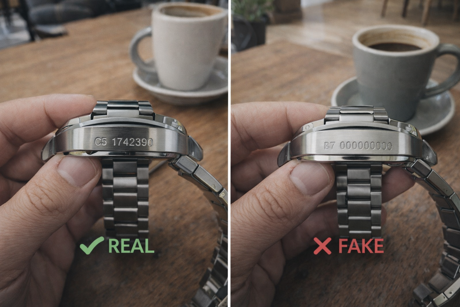 Watch with leather strap for formal wear and steel strap for casual style