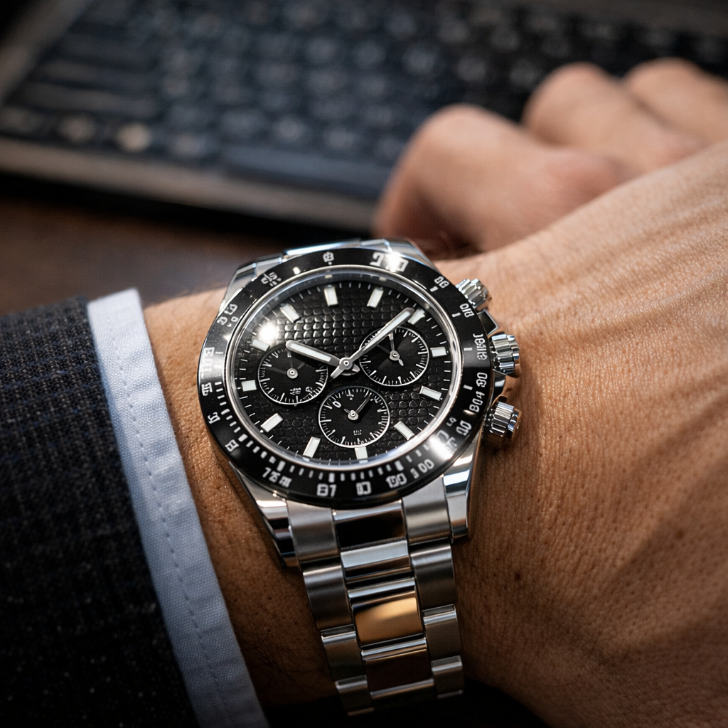 Replica watch dial texture and visual noise in close daily viewing