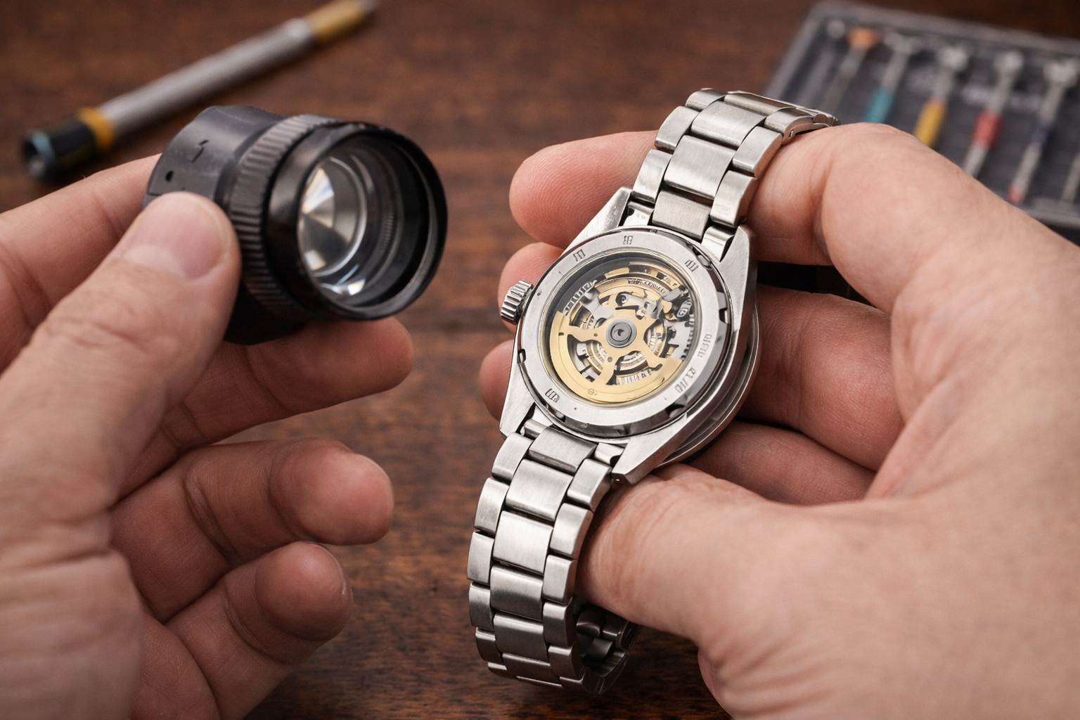 Close-up of automatic watch movement showing long-term durability and mechanical reliability