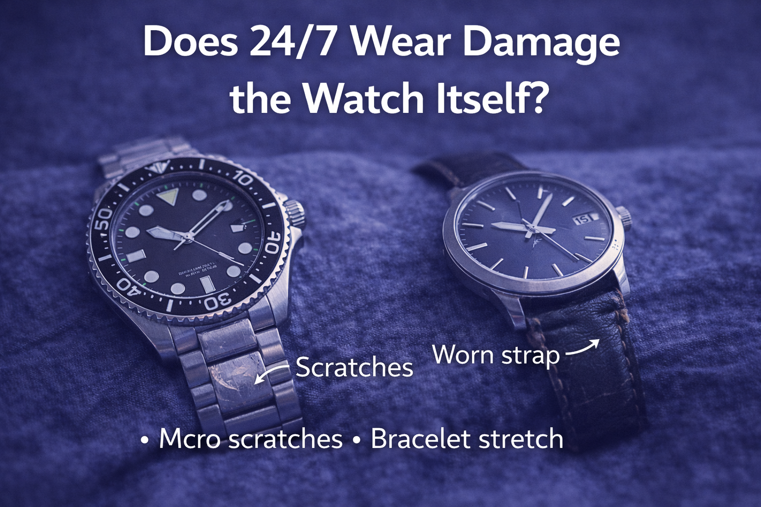 Does 24 7 wear damage a watch &ndash; micro scratches bracelet stretch and worn strap from daily use