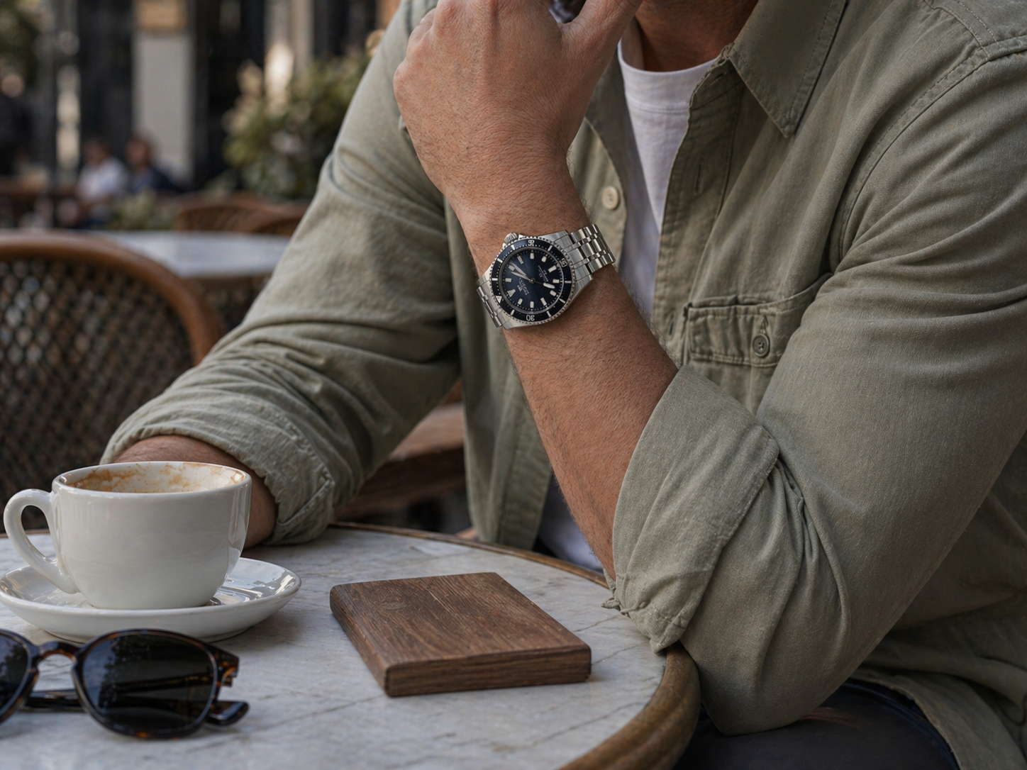 Omega Seamaster replica on wrist, perfect for casual weekend outings, combining comfort with style