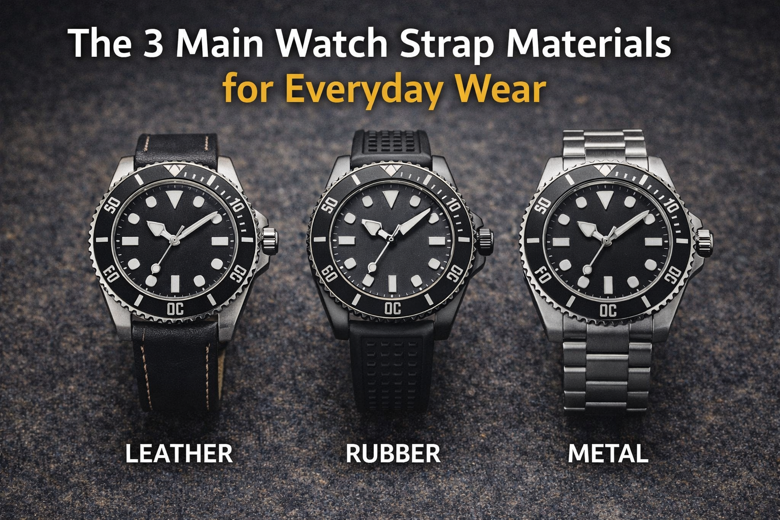 Comparison of leather, rubber, and metal watch straps for style, comfort, and daily wear