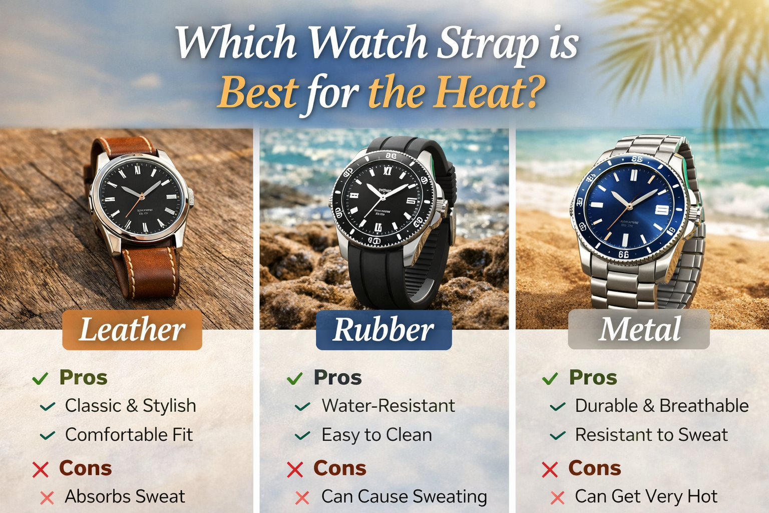 Best watch strap for summer comfort based on sweat, style, and daily use