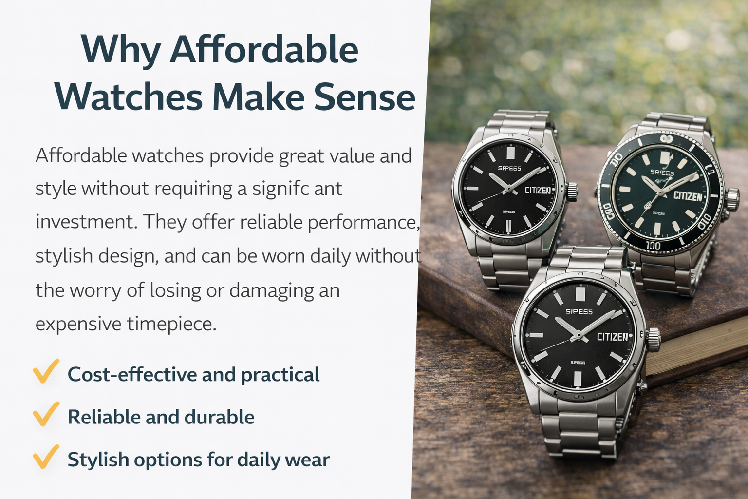 Close-up of a men's watch with a blue dial on a leather desk, showcasing the elegant design and versatility of an everyday timepiece