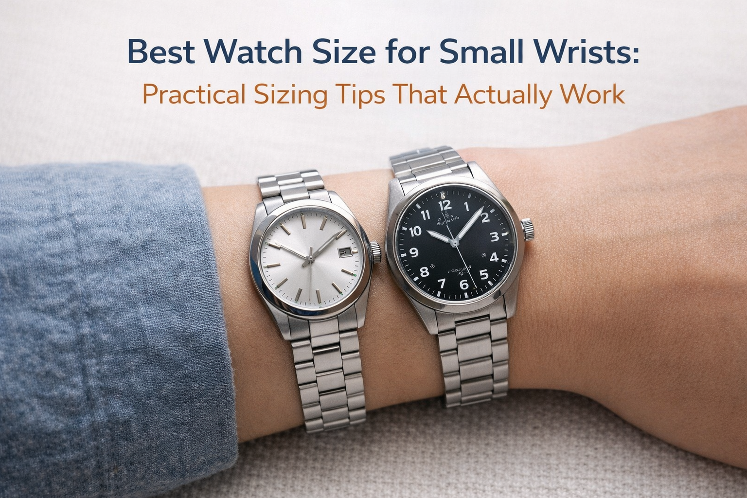 Best watch size for small wrists shown with compact everyday watches on a smaller wrist
