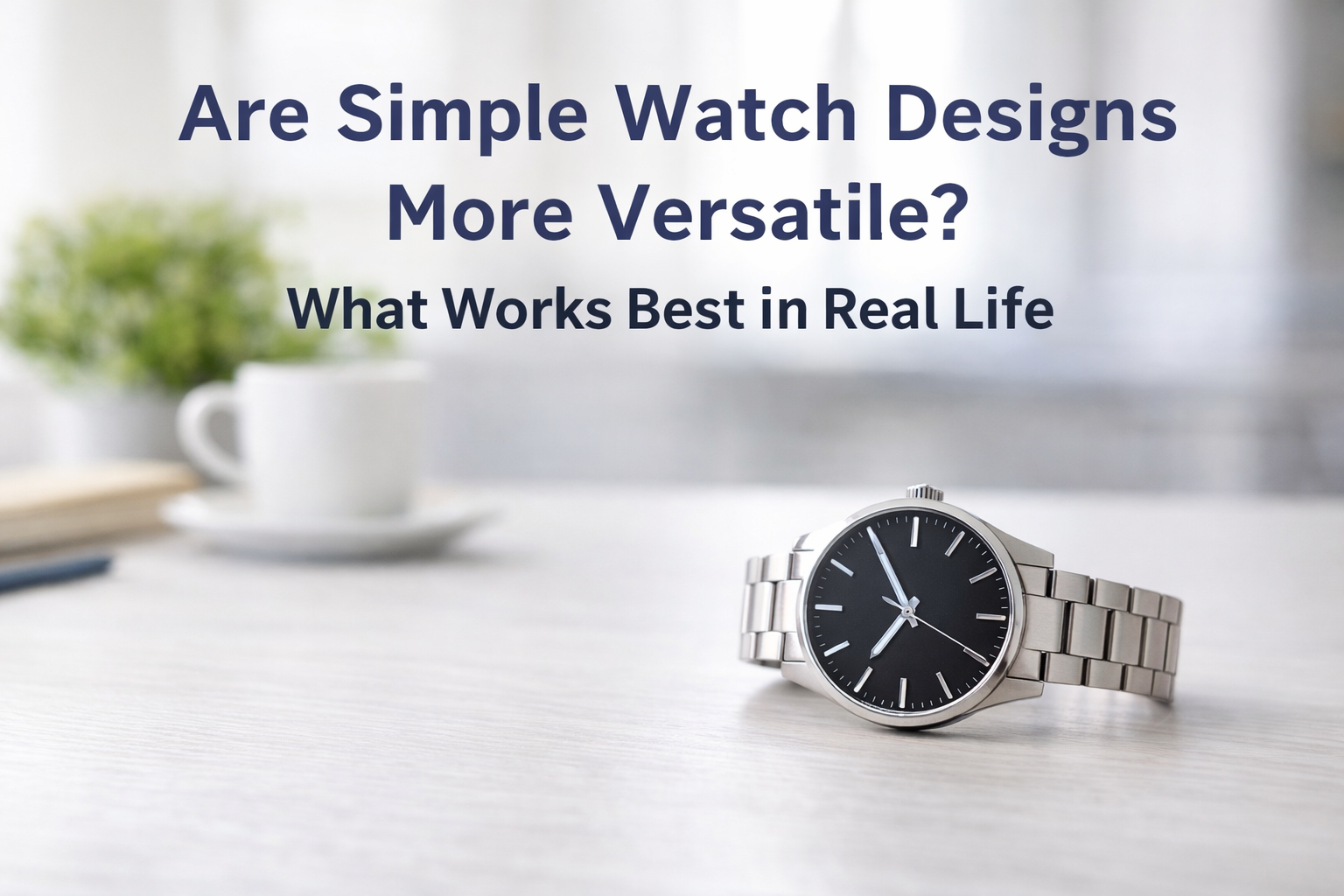 Simple stainless steel everyday watch on a clean desk showing a versatile minimalist design for daily wear
