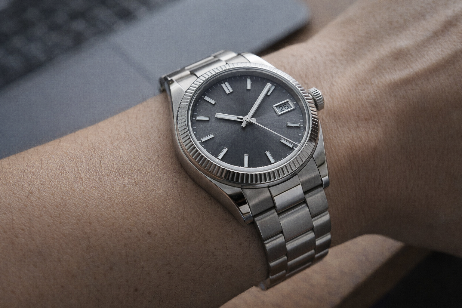 Luxury-style watch bracelet on wrist showing daily wear comfort and bracelet quality