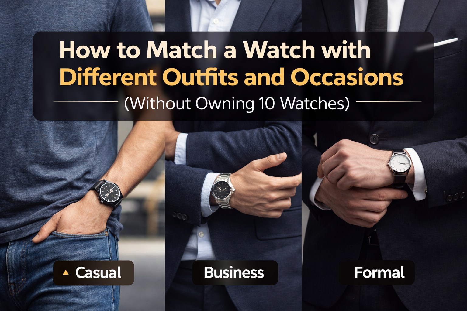 How to match a watch with different outfits and occasions including casual business and formal styles