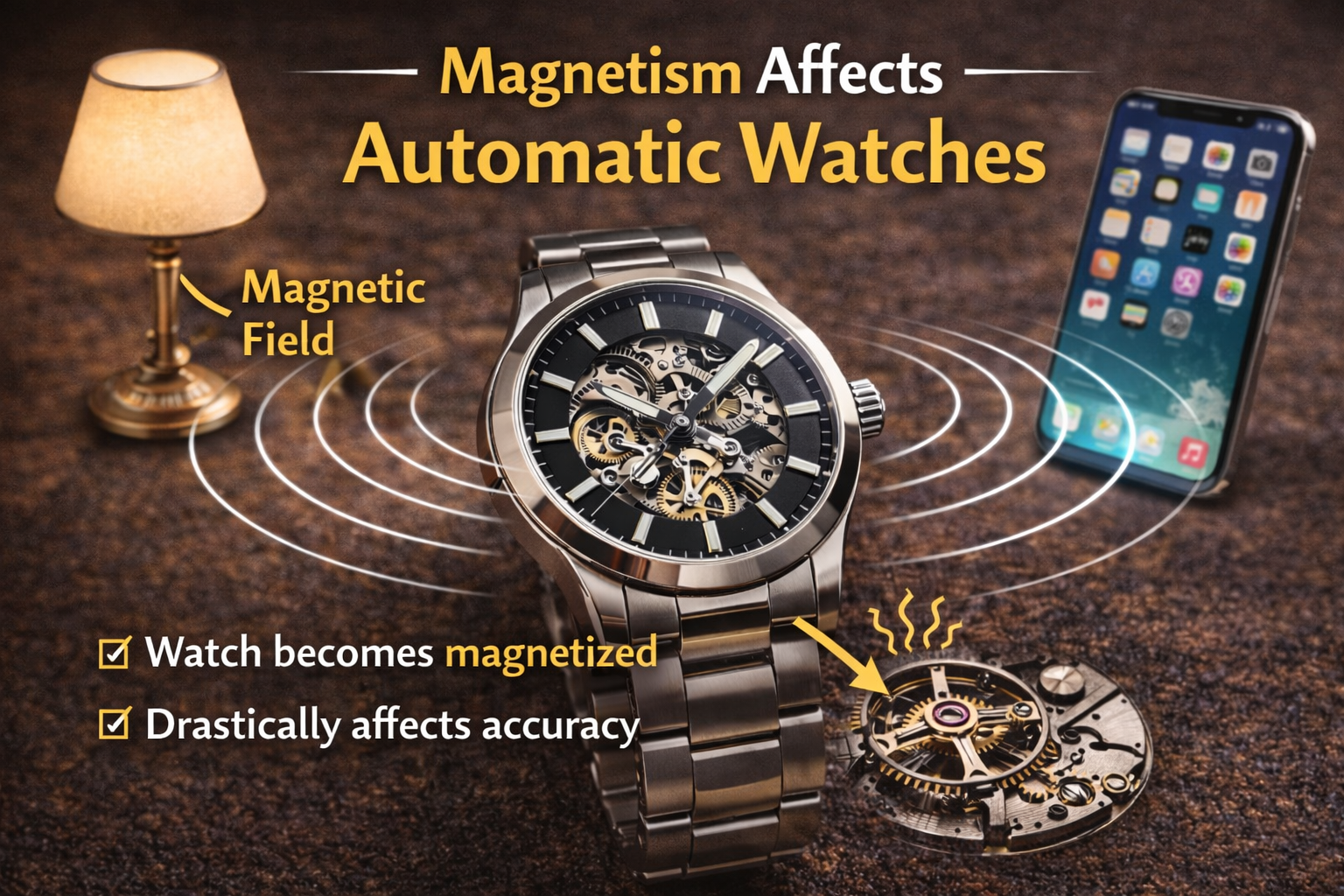 magnetic fields affecting automatic watch movement and causing timekeeping issues