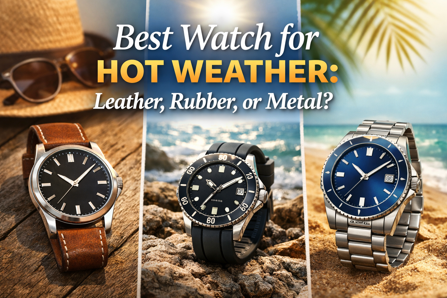 Best watch for hot weather comparing leather, rubber, and metal strap options