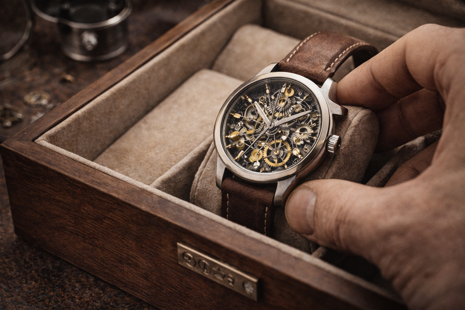 Watchmaker servicing a quartz watch movement to extend its lifespan