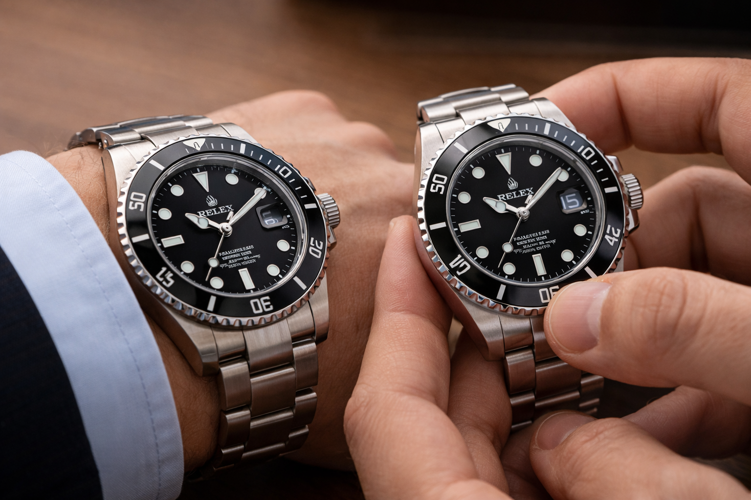 Submariner-style watch bezel feel comparison during close-up daily handling