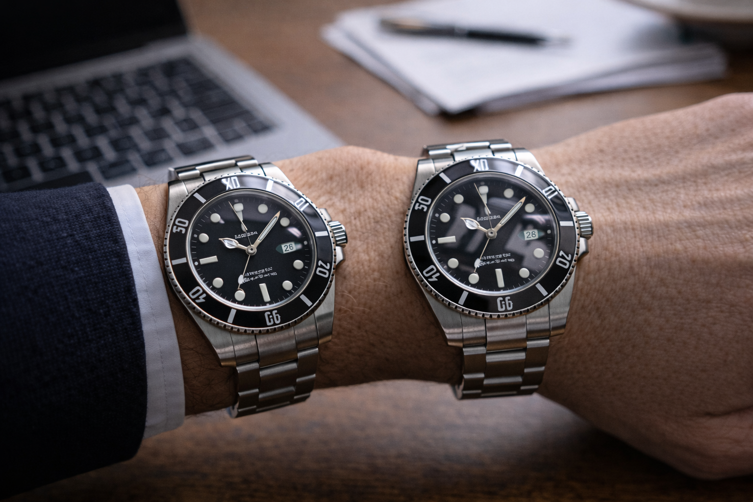 Watch crystal reflections and visibility under indoor office use