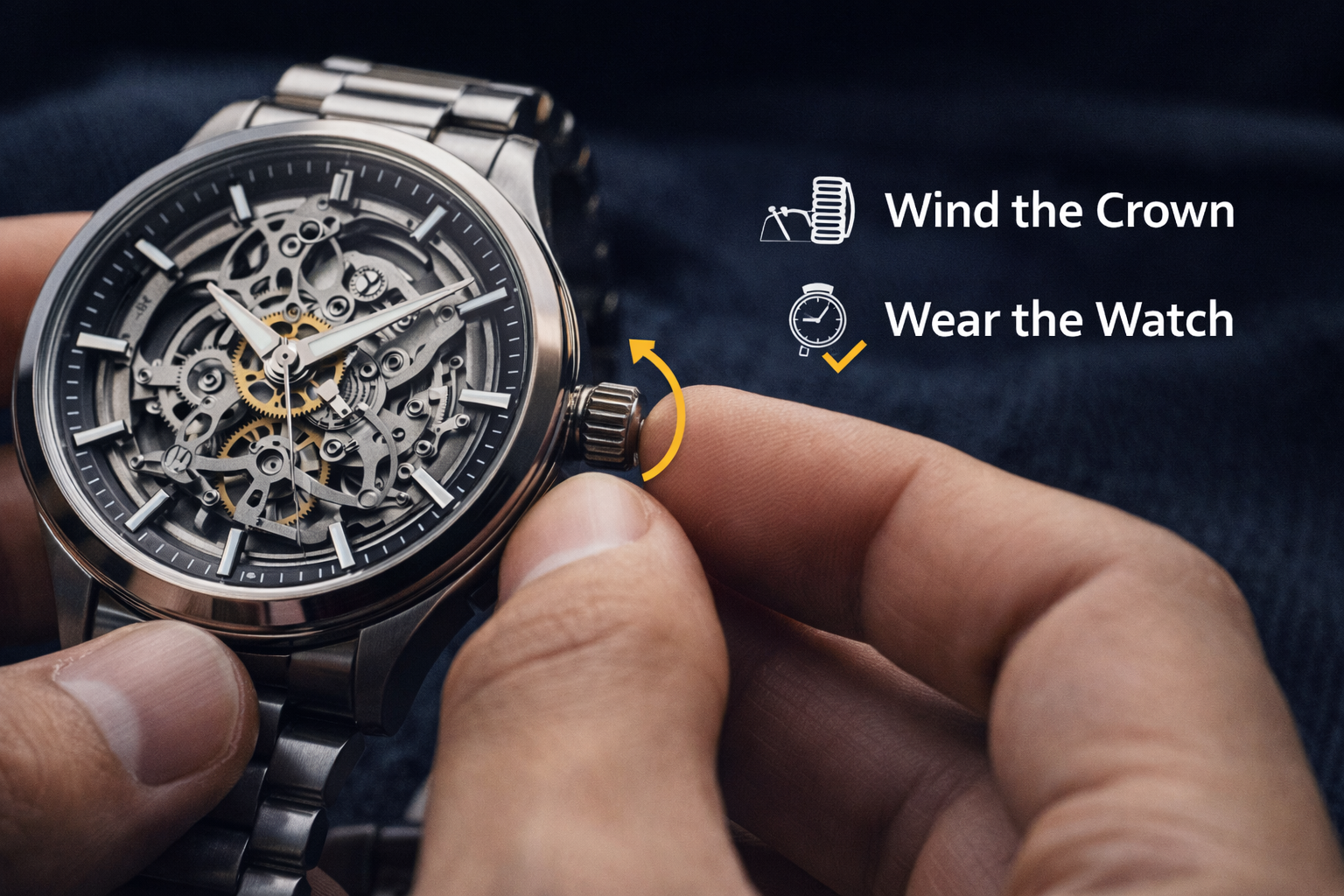 how to restart a mechanical watch by winding the crown