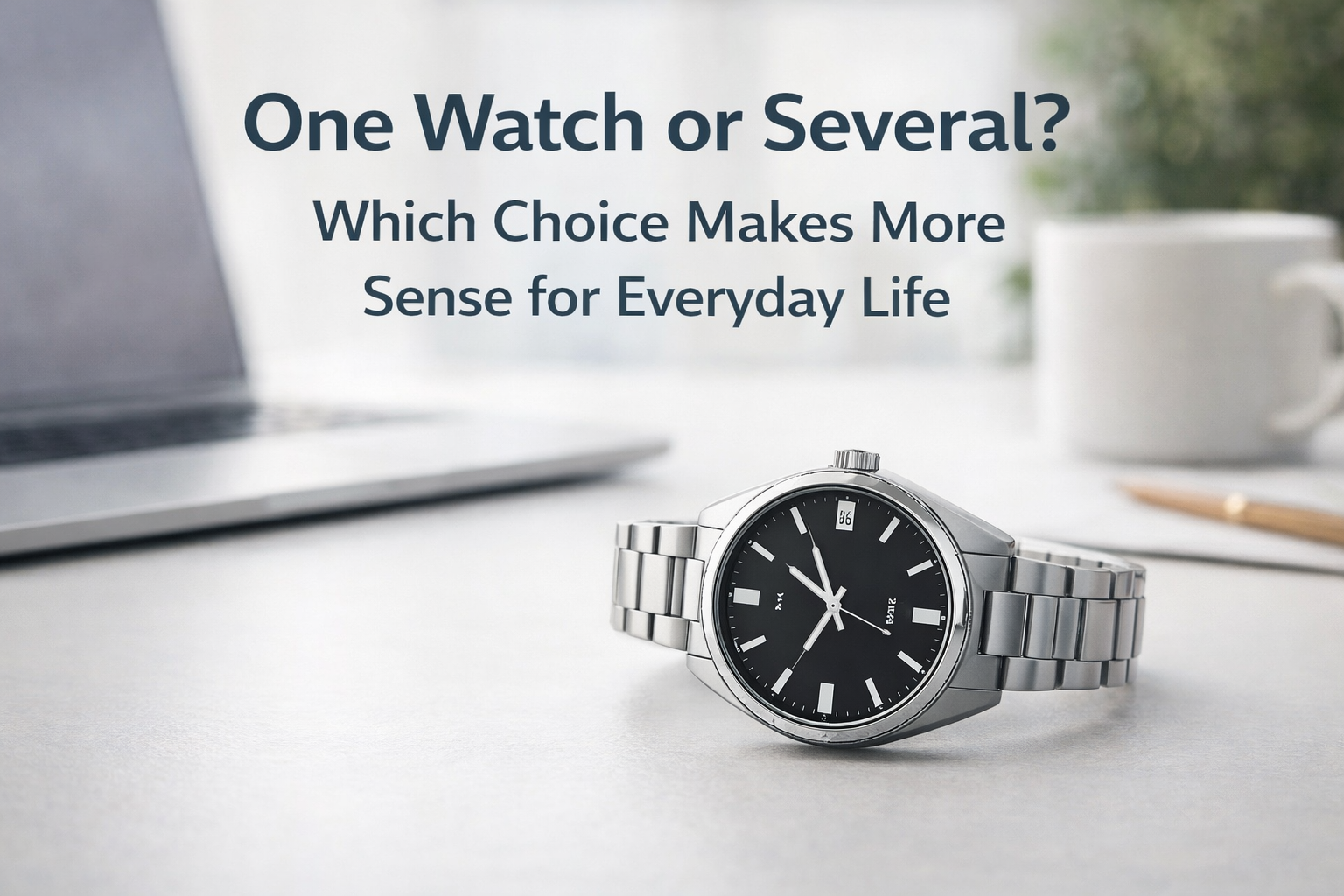 Versatile everyday wristwatch on a clean desk illustrating the choice between owning one watch or several for daily life